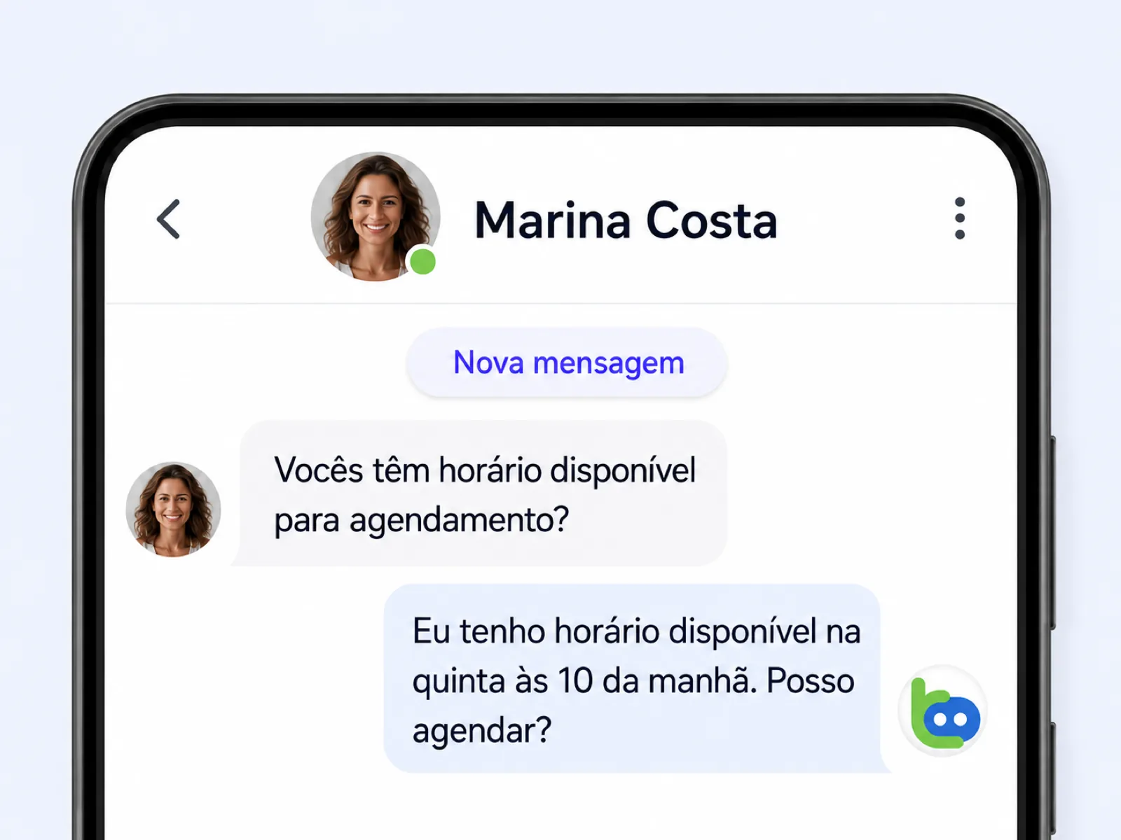 Aplicativo BotConversa com a conversa aberta