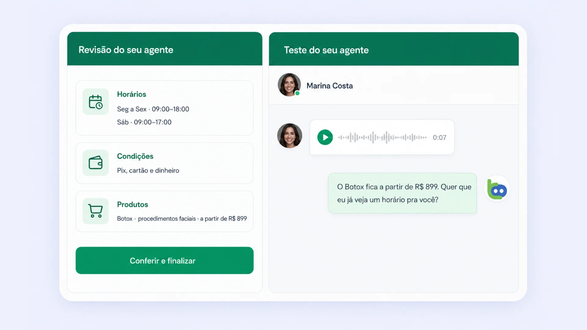 Revisão, montagem e teste do funcionário