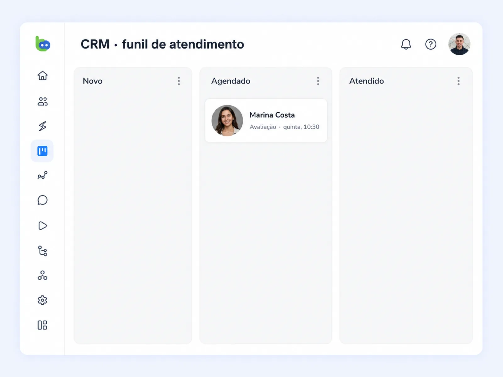 Contato movido de Novo para Agendado no CRM